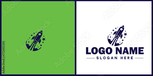 Rocket fast space flying logo icon vector for business brand app icon rocket logo template