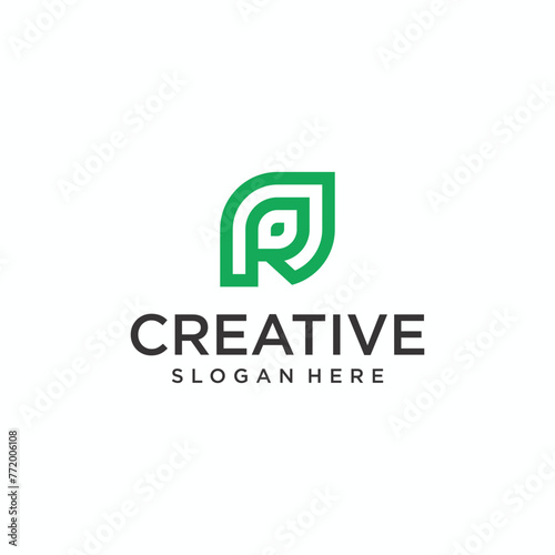 Letter p leaf logo design eco friendly concept natural leaf logo for agricultural products beauty