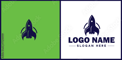 Rocket fast space flying logo icon vector for business brand app icon rocket logo template