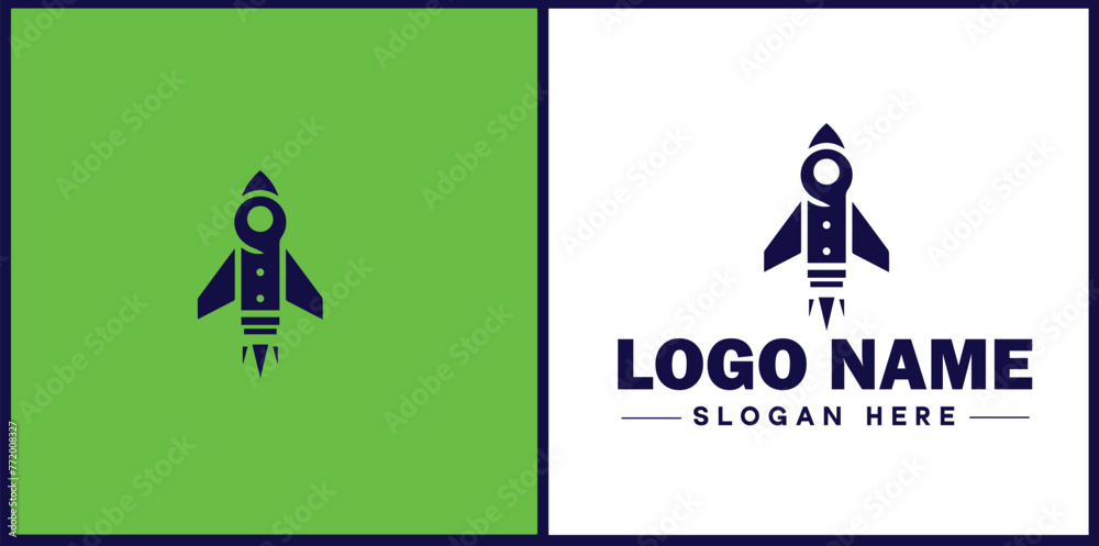 Fototapeta premium Rocket fast space flying logo icon vector for business brand app icon rocket logo template