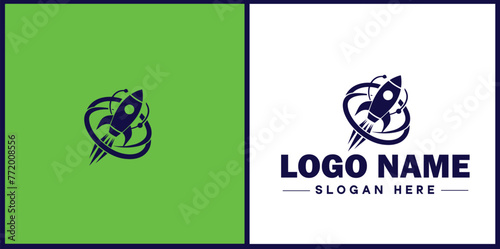 Rocket fast space flying logo icon vector for business brand app icon rocket logo template