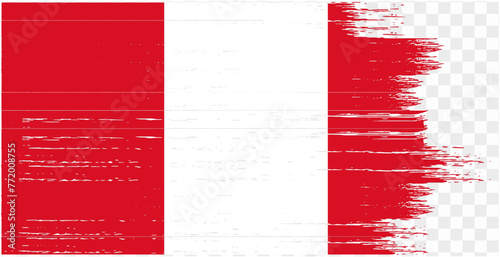 Peru flag with brush paint textured isolated  on png or transparent background. vector illustration photo