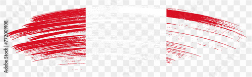 Peru flag with brush paint textured isolated  on png or transparent background. vector illustration