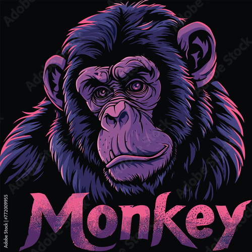Playful, vibrant monkey graffiti design for t-shirts, in vector format