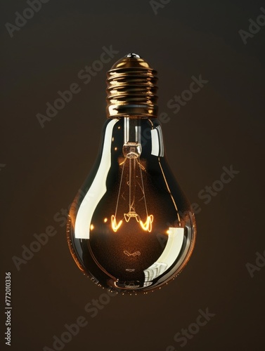 Close up of light bulb with gold base