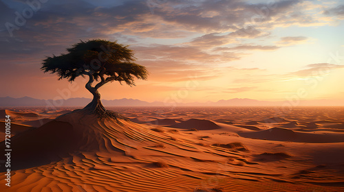 Lonely tree in the desert photo