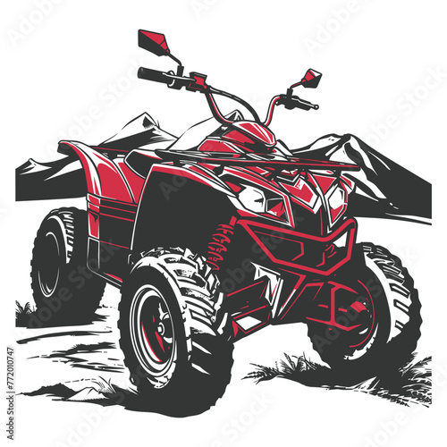 A vector illustration of a quad ATV t-shirt design with a new logo and icon.