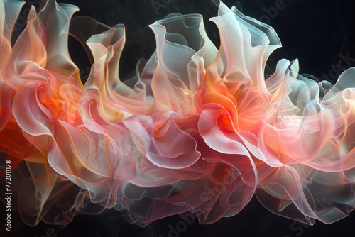 A close-up of colorful abstract swirling against a dark background.