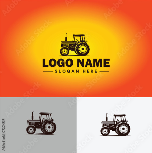 Tractor farm agriculture logo icon vector for business brand app icon farm industries machinery Tractor logo template