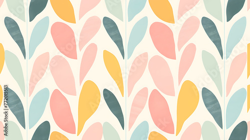Colorful pastel pattern with leaves and flowers  vibrancy and nature s beauty. generative ai  