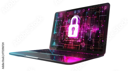 Wallpaper Mural A notebook with a lock, cyber security, isolated on a transparent background Torontodigital.ca