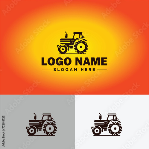 Tractor farm agriculture logo icon vector for business brand app icon farm industries machinery Tractor logo template