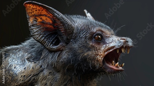 portrait of a angry fruitbat from the side 