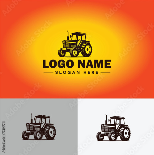 Tractor farm agriculture logo icon vector for business brand app icon farm industries machinery Tractor logo template