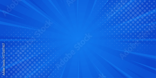 Blue gradient abstract background. Blue comic sunburst effect background with halftone. Suitable for templates, banners, events, ads, sales, web, and pages