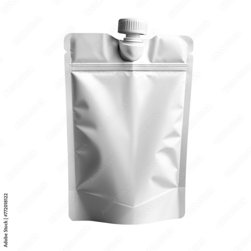 white blank doypack food bag packaging on Isolated transparent background png. generated with AI white blank doypack food bag packaging on Isolated transparent background png. generated with AI