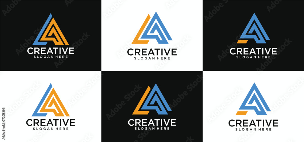 Monogram Initial A logo collection,A template design element icon set template for company logo. Monogram Initial A logo collection,A template design element icon set template for company logo.