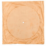 Vintage beige blank square vinyl record cover on white background,beige  vinyl record cover , brown square paper on white, top view. 