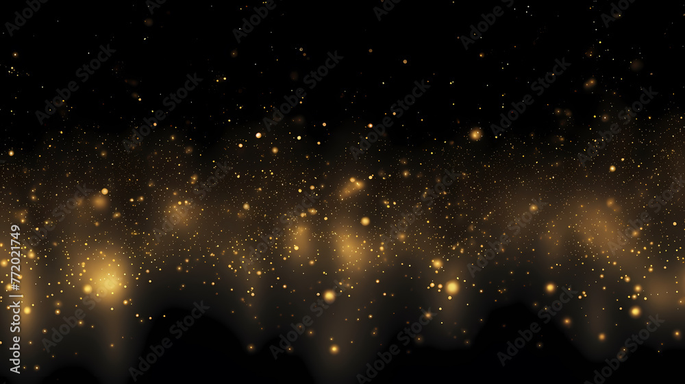 golden scattering lights on black background - obrazy, fototapety, plakaty 