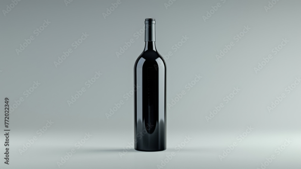 A solitary dark wine bottle stands against a light gray background. A solitary dark wine bottle stands against a light gray background.