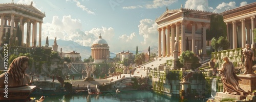 A digital Athens where ancient wisdom is preserved in a futuristic society
