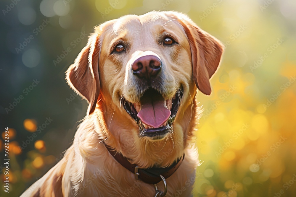 Labrador breed dog happy on a sunny day Labrador breed dog happy on a sunny day