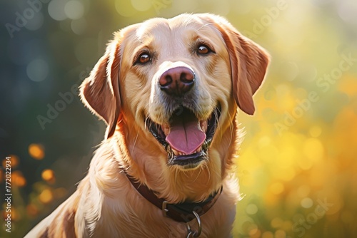 Labrador breed dog happy on a sunny day