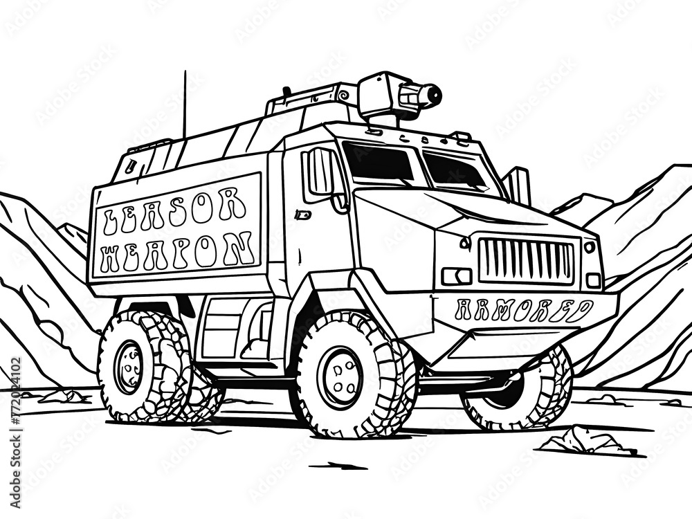 world a heavily armoured truck vector black outline colouring page for kids activity world a heavily armoured truck vector black outline colouring page for kids activity