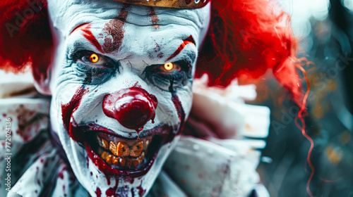 Close Up of Clowns Face With Red Hair