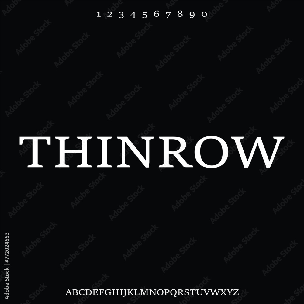 thinrow elegant thin alphabet typeset vector