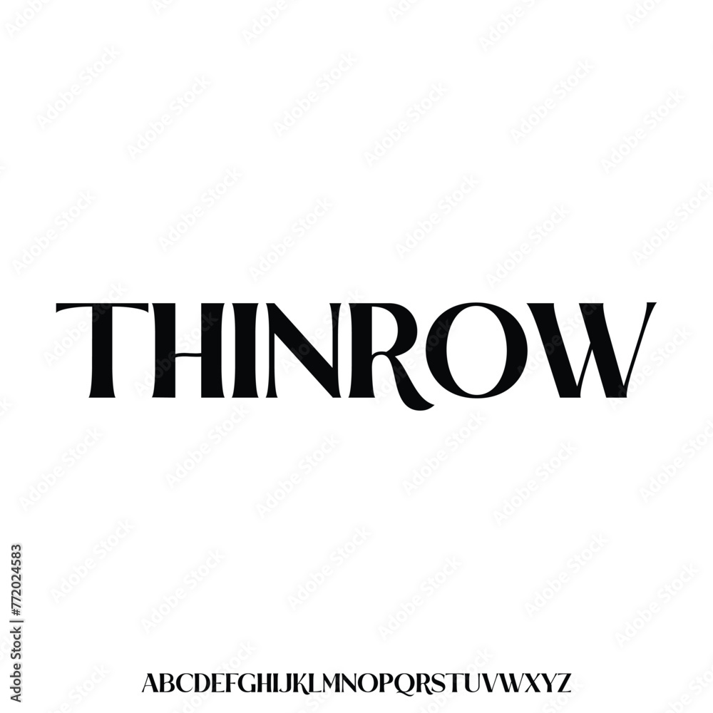 thinrow elegant thin alphabet typeset vector