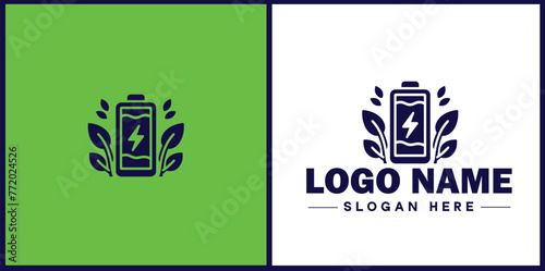 Battery logo icon vector for business brand app icon power charging bolt electric recharge battery logo template