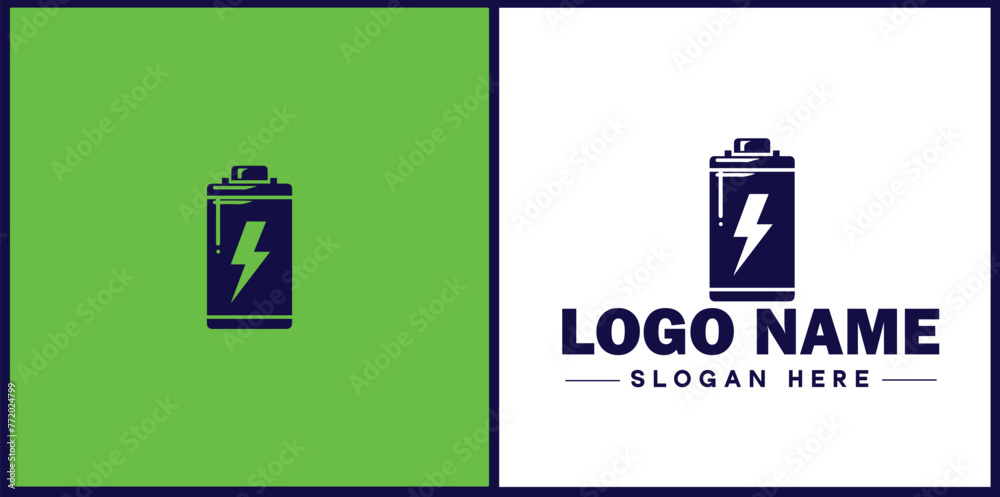Battery logo icon vector for business brand app icon power charging bolt electric recharge battery logo template