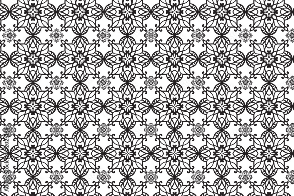 Geometric floral of seamless patterns. White and black vector backgrounds. Simple illustrations. Geometric floral of seamless patterns. White and black vector backgrounds. Simple illustrations.