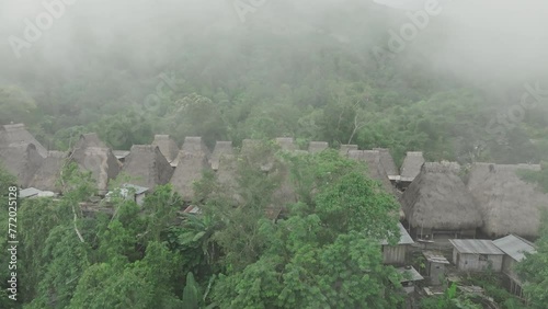 Aerial view of megalithic village, Bena, Flores, Indonesia photo