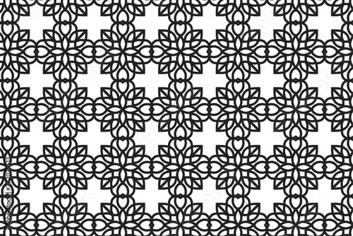 Arabic seamless pattern with arabic and islamic ornament big set on black background	