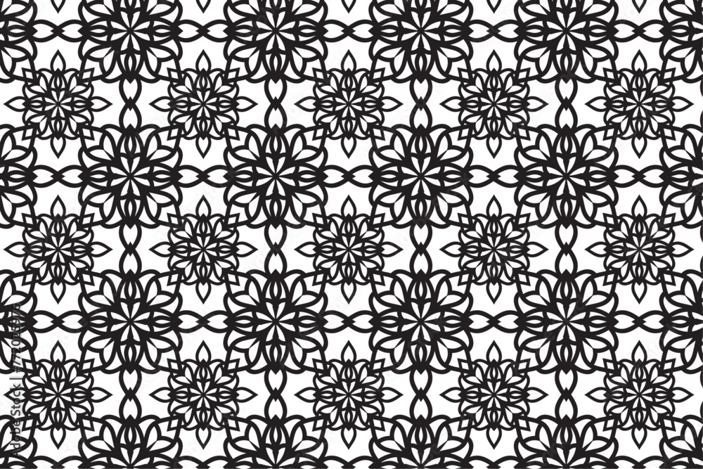 Arabic seamless pattern with  arabic and islamic ornament big set on black background