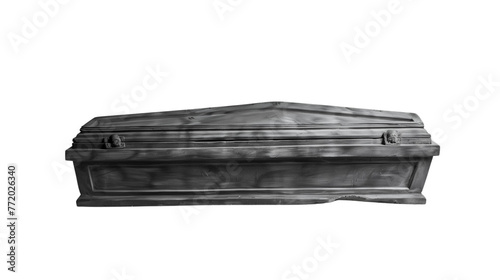 A black wooden coffin, isolated on a transparent background 