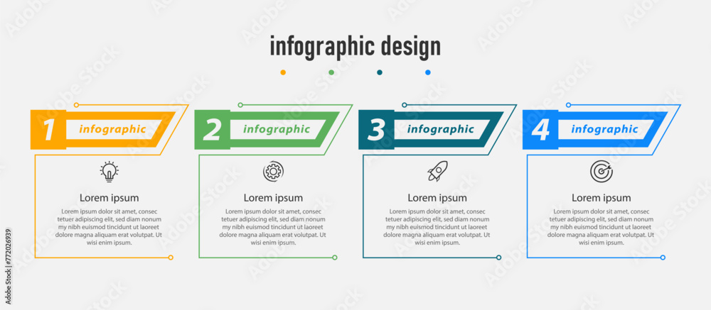 Business infographics template. timeline with 4 steps, options. can be used for workflow diagram, info chart, web design. vector illustration. Business infographics template. timeline with 4 steps, options. can be used for workflow diagram, info chart, web design. vector illustration.