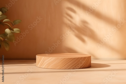 Natural wood round podium table