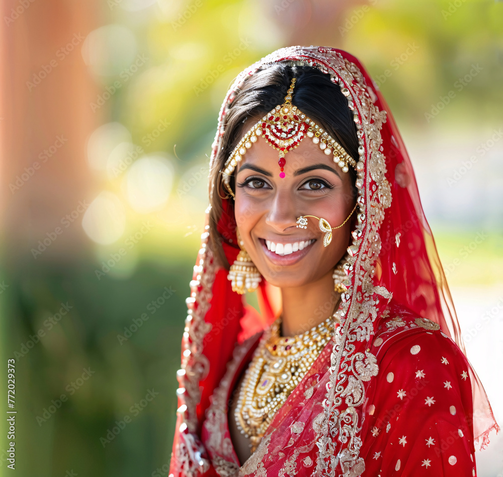 Portrait of beautiful indian bride.