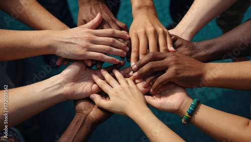 many hands, concept of unification and unity photo