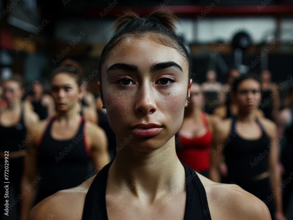 Group of Women Standing in a Gym