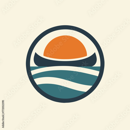 logo circle canoe water sunset