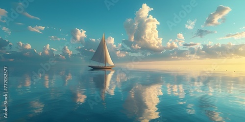 Serene Sailboat Voyage Through the Realm of Boundless Creativity and Imagination