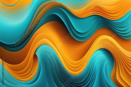 Fluidity in Motion: Yellow And Sky Blue Abstract Wavy Curves Background