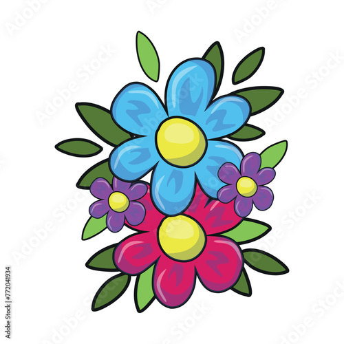 Vector image set of flower. Vector hand draw illustration isolated on transparent background 