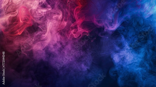 Dramatic smoke and fog in contrasting vivid red  blue  and purple colors. Vivid and intense abstract background or wallpaper - generative ai
