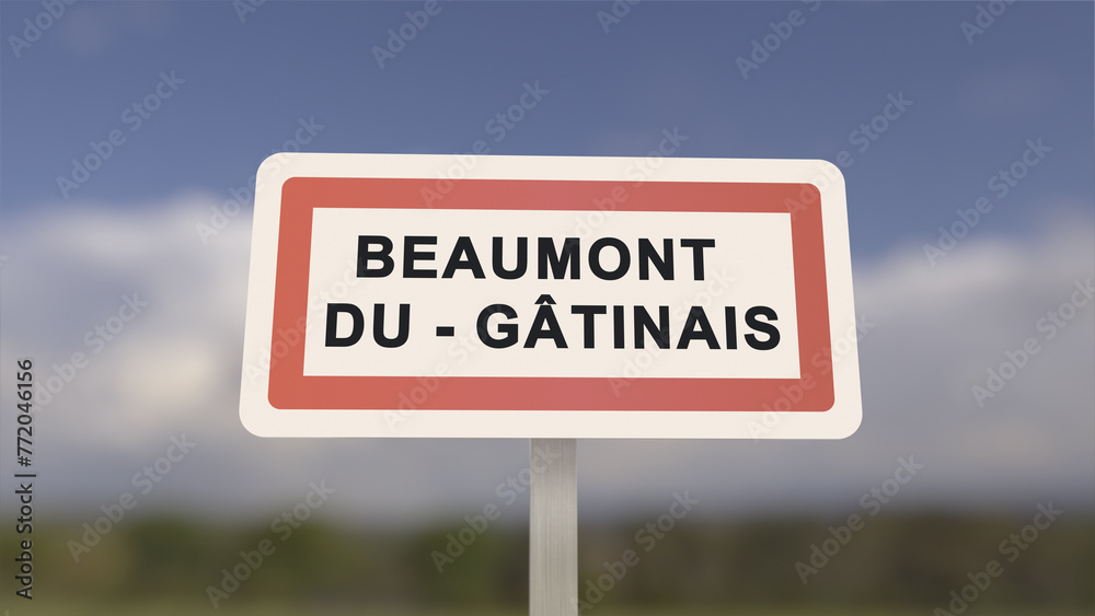 City sign of Beaumont-du-Gâtinais. Entrance of the town of Beaumont du Gâtinais in, Seine-et-Marne, France City sign of Beaumont-du-Gâtinais. Entrance of the town of Beaumont du Gâtinais in, Seine-et-Marne, France