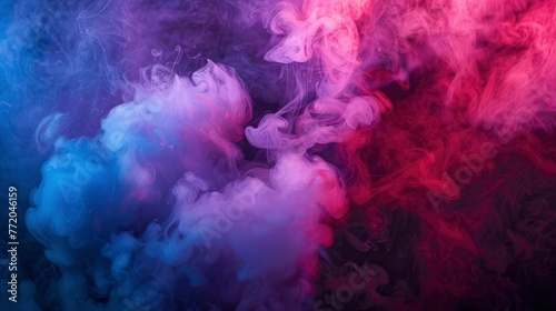 Dramatic smoke and fog in contrasting vivid red, blue, and purple colors. Vivid and intense abstract background or wallpaper - generative ai